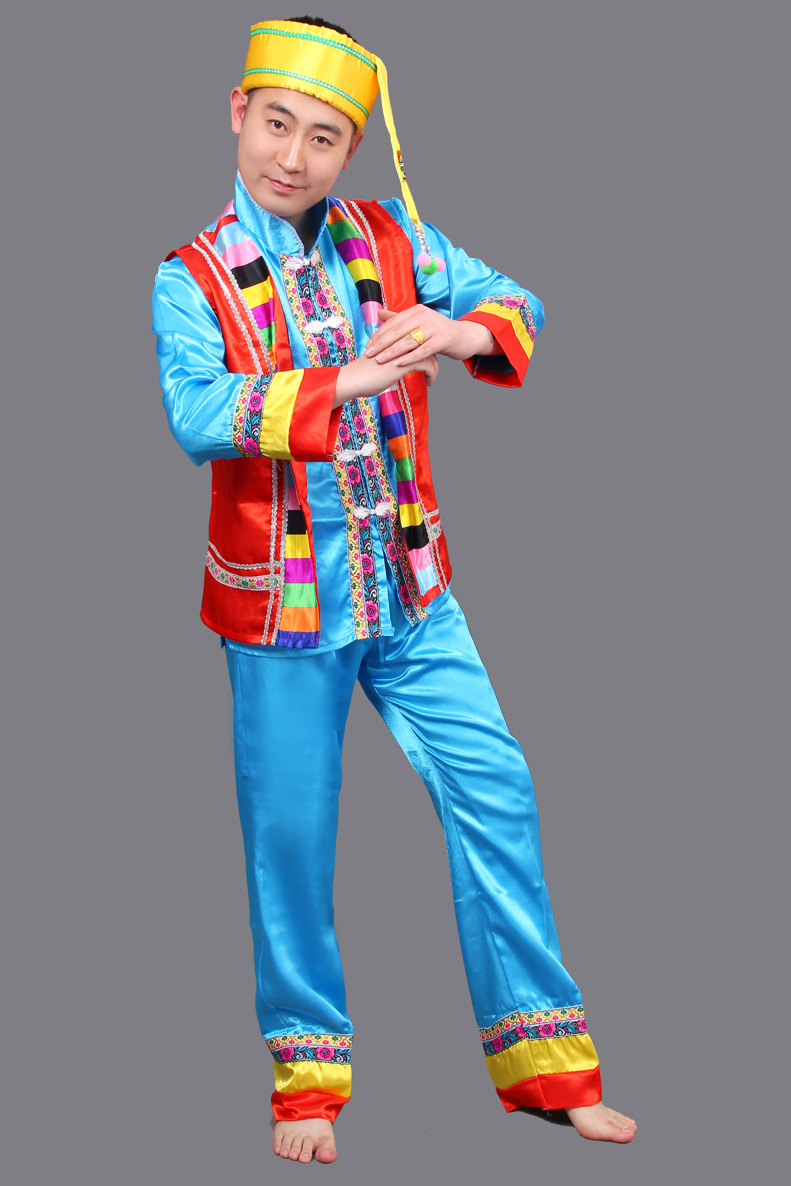 少数民族服装西藏族男装藏族舞蹈服表演出服舞台服装蒙古服男装_艾薇佳古装商城