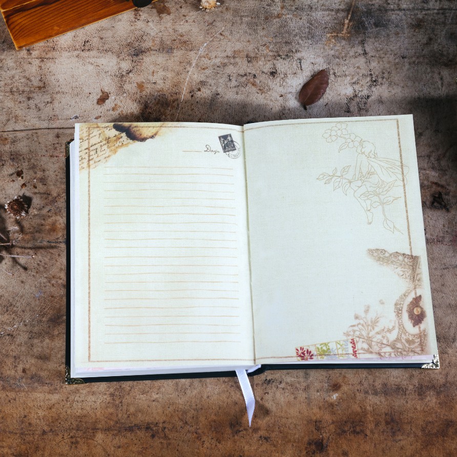 欧式复古彩页笔记本文具烫金硬面日记本加厚带护角插图记事本子