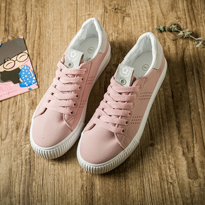 春秋皮面学生帆布鞋