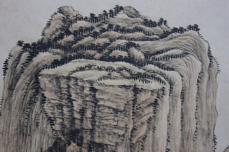 1:1名家真迹国画山水画古代名画复制品王翚良常山馆图