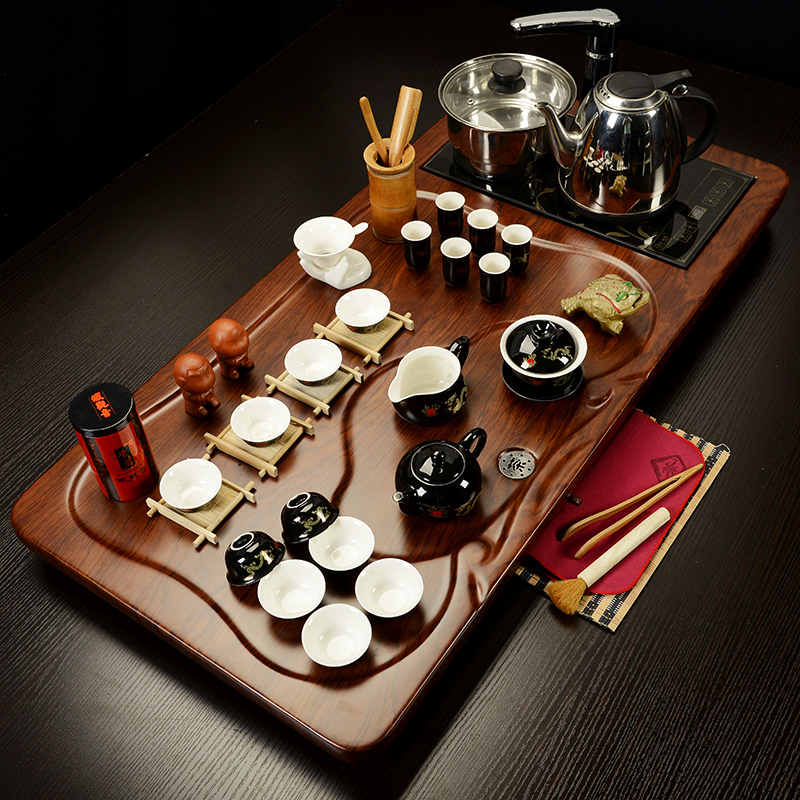 茶具套装整套特价茶盘四合一电热炉紫砂茶海功夫冰裂茶具茶台茶道