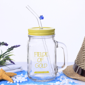 果汁豆浆透明吸管玻璃杯