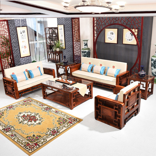 久福轩红木沙发组客厅红木家具新中式现代实木沙发非洲酸枝木明式