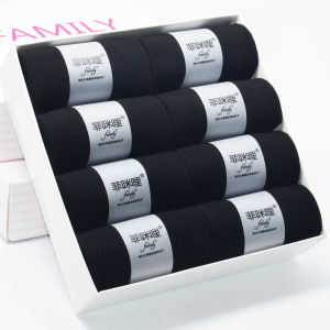 黑色加厚纯棉中筒袜