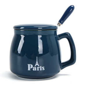 带盖勺陶瓷杯马克杯