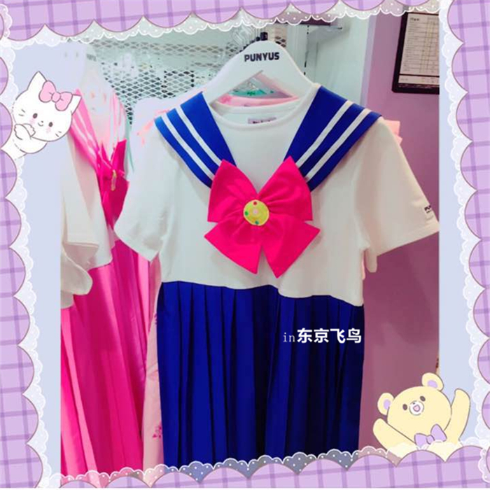 现货 美少女战士纪念款 日系可爱水手服蝴蝶结刺绣连衣裙b61