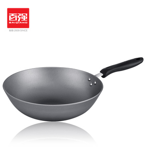 百强铁锅炒锅传统生铁锅不生锈平底锅无涂层燃