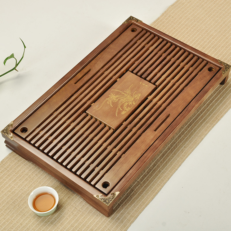 茶盘实木黑檀花梨鸡翅木功夫茶具排水储水式小号大号茶台茶海茶托
