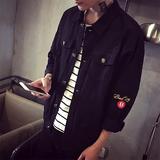 夏季BF外套韩版潮流学生春季2017新款夹克男士春秋衣服修身帅气