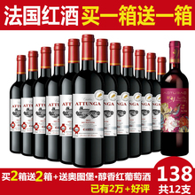 共12支 买一箱送一箱奥图纳法国进口波尔多红酒干红葡萄酒整箱正品