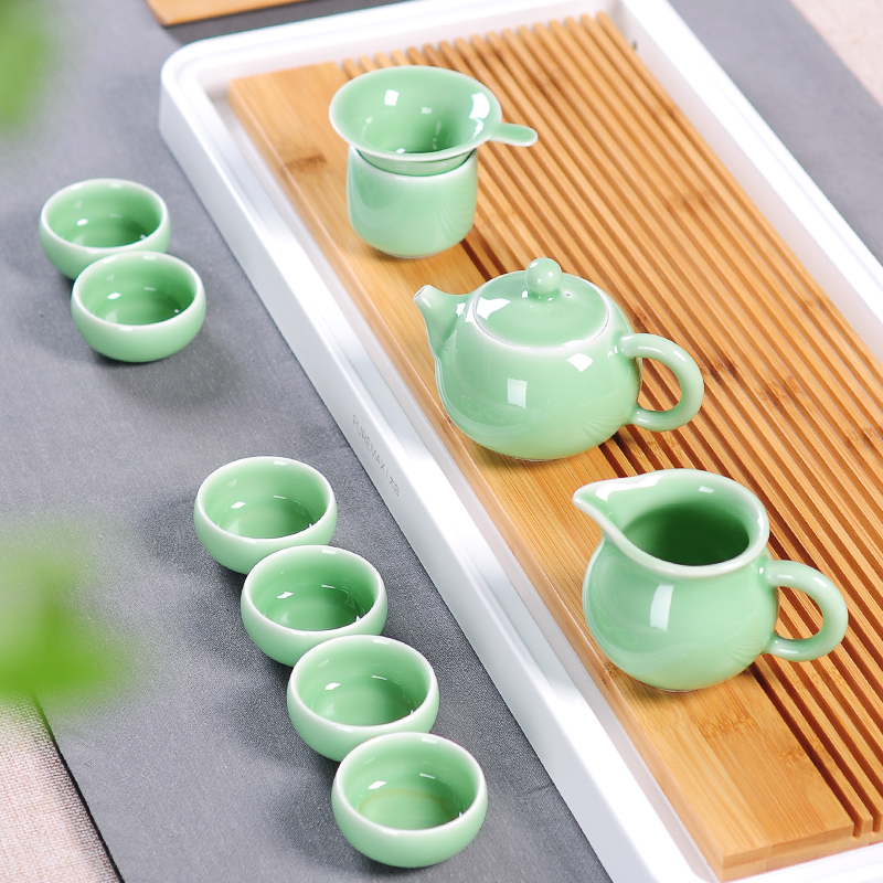功夫茶具陶瓷整套茶具套装龙泉青哥窑瓷茶杯茶壶家用特价茶具组合