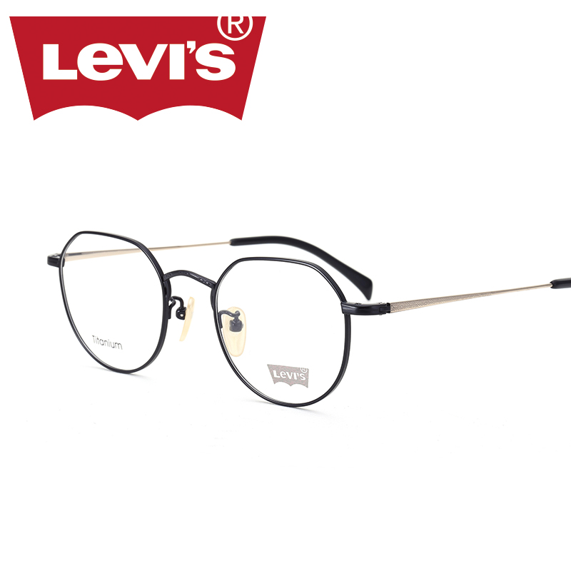 levis李维斯眼镜框女全框近视眼镜平光镜黑框圆板材潮