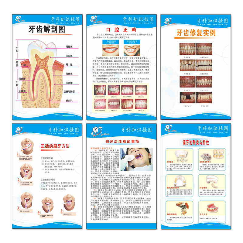 贵金属烤瓷牙海报 牙科医院口腔科宣传挂图 装饰画 牙齿墙贴画