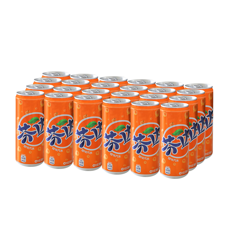 可口可乐 芬达碳酸饮料橙味汽水330ml 24听 细