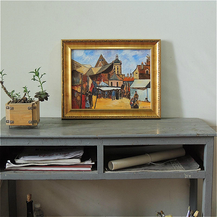 庞图瓦兹 毕沙罗名画小幅手绘油画书房客厅样板房装饰画新品促销