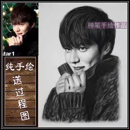 a3人物素描绘画人像头像定制代画肖像画彩铅画真人照片转手绘漫画