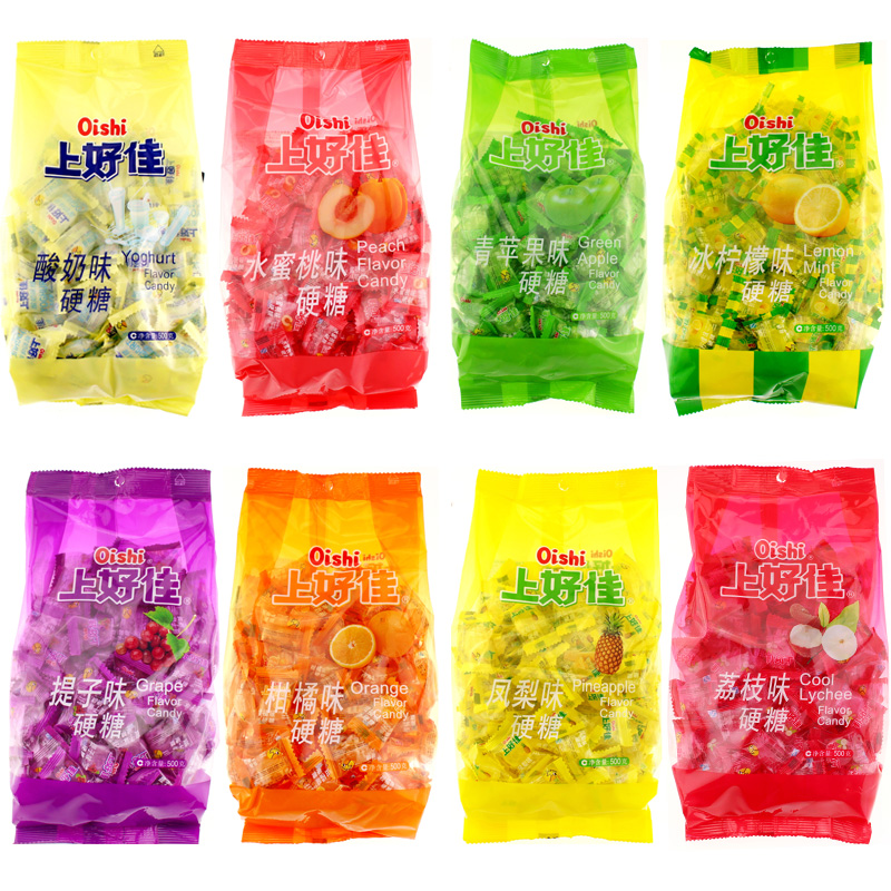 上好佳水果味薄荷糖果混合口味什锦糖500g克清凉润喉八宝果糖喜糖