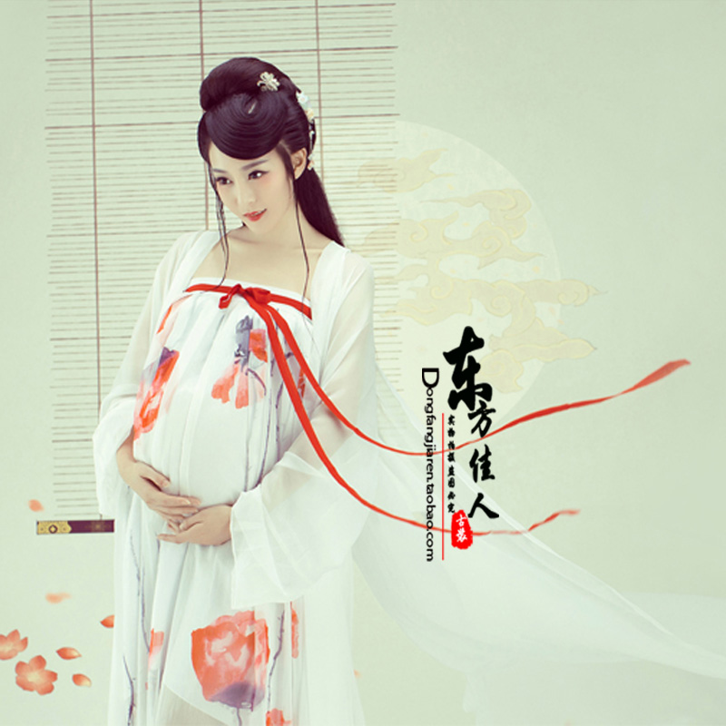 儿童影楼摄影写真女古装主题紫韵孕妇大肚照唐装仙女演出服装