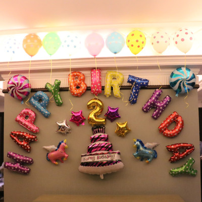 宝宝生日气球套餐派对装饰铝膜气球满月宴百日