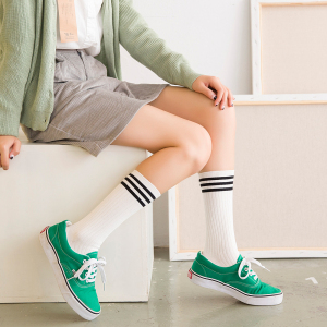 学院风三杠纯棉堆堆袜