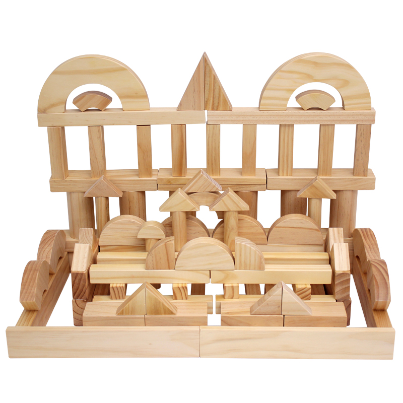 可爱号实心大型积木实木原色积木幼儿园建构积木益智儿童早教玩具