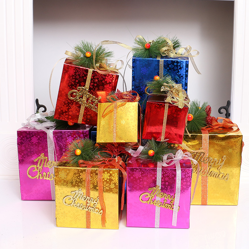 圣诞节礼品盒子礼盒橱窗装饰品节日装饰场景布置正方形堆头道具