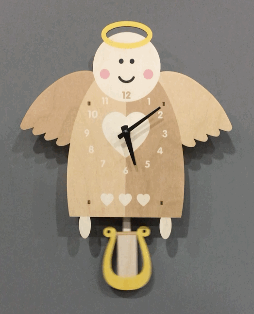 美国代购 纯手工 modern moose 卡通木质摆钟 创意挂钟吊车机器人