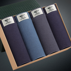 七匹狼男士纯棉平角裤4条礼盒装