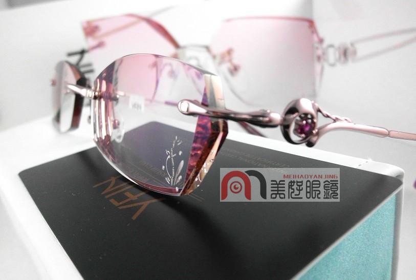 【美好眼镜】正品yein韩国魅影无框切边镶钻眼镜no.843型号 女