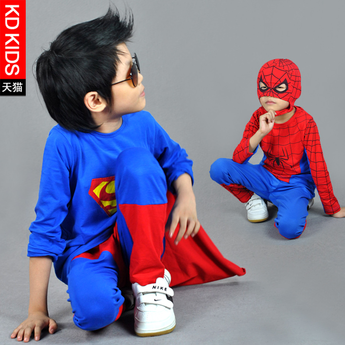 长袖三件套夏装秋装儿童服装套装童装男孩蜘蛛