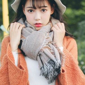 英伦小棕格子围巾