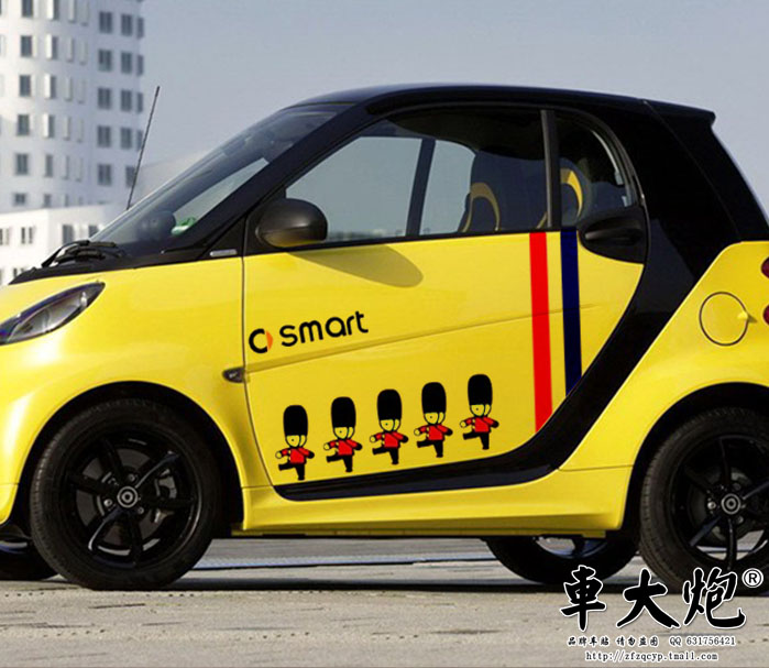 奔驰smart 知豆车身贴拉花车贴smart改装可爱英伦士兵