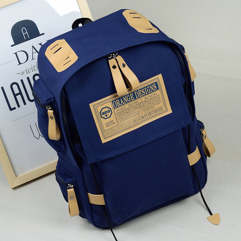 旅游休闲 双肩包 男士书包帆布艾古韩版背包中