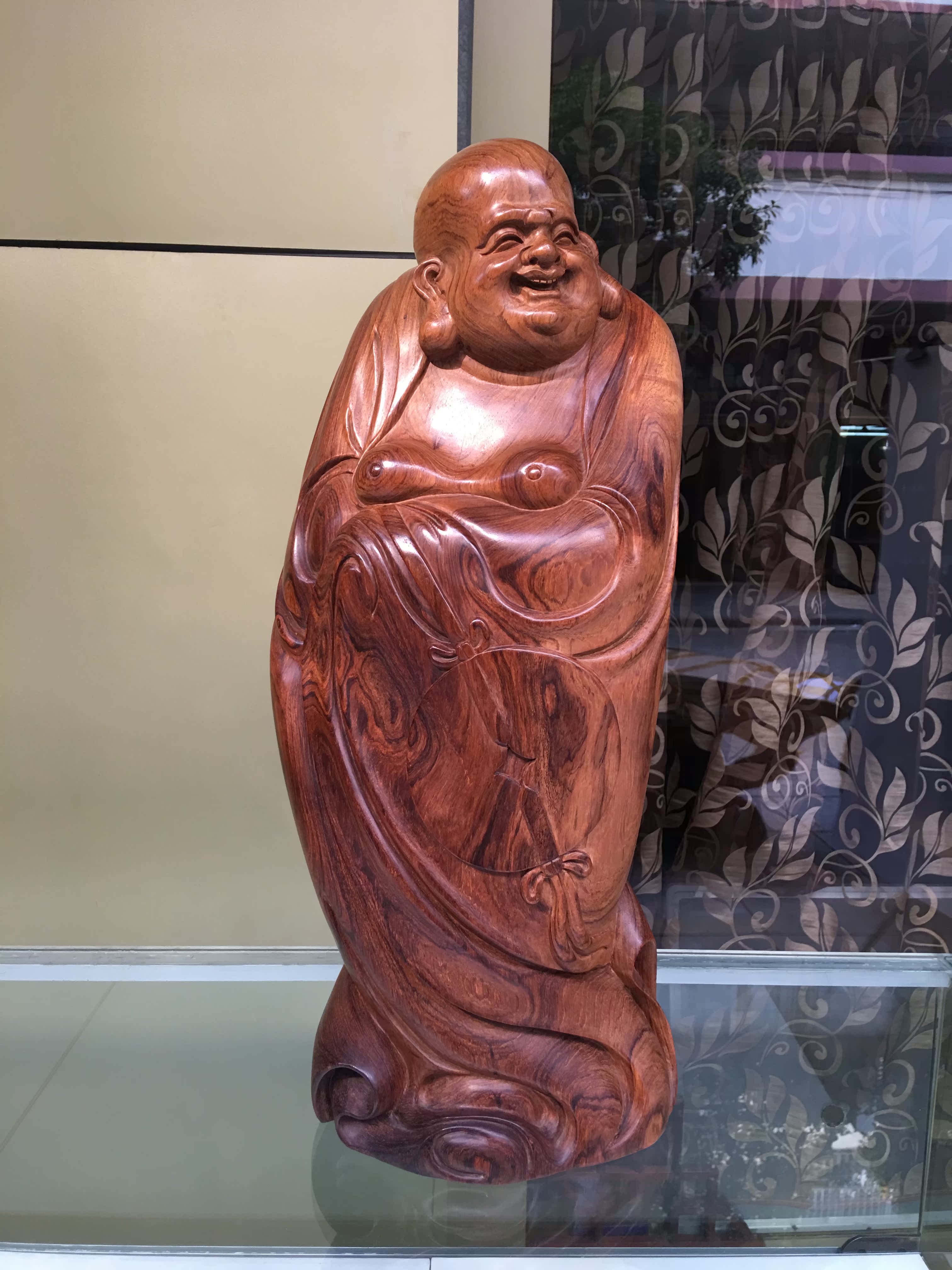 金丝楠木雕小叶桢楠摆件招财弥勒佛艺术家居客厅工艺品佛像摆件