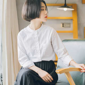 浮笙文艺范小清新长袖白衬衫