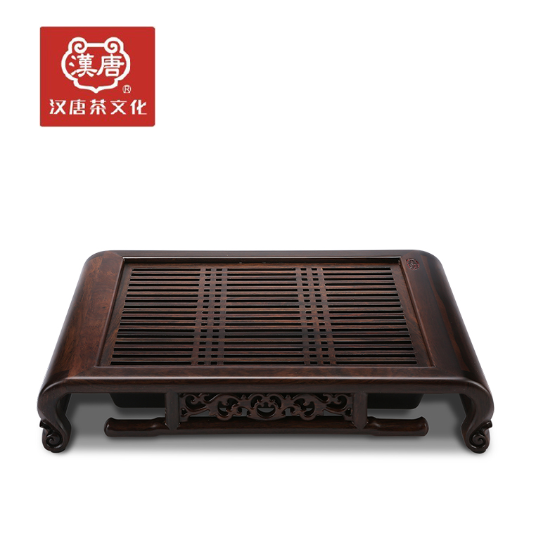 汉唐正品实木茶盘 绿檀黑檀大小雅致 花梨木抽屉式茶海 功夫茶具