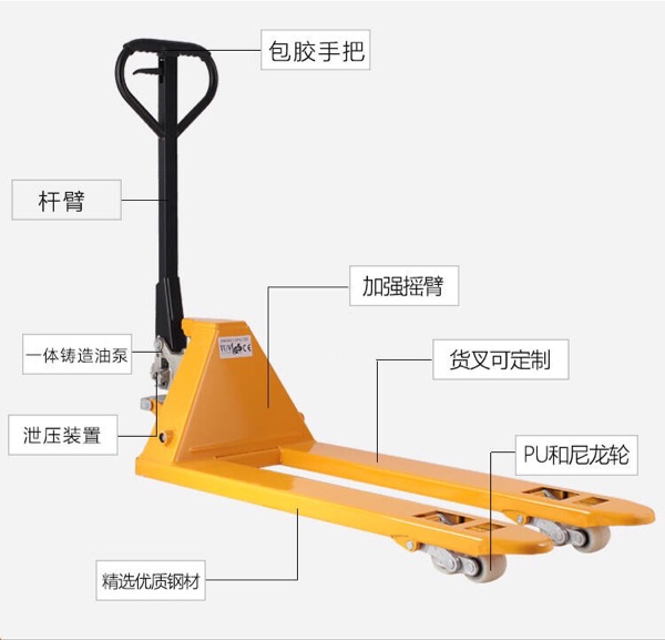 爆款1t2吨手动液压升高小叉车 搬运托盘车油压装卸车手推地牛车