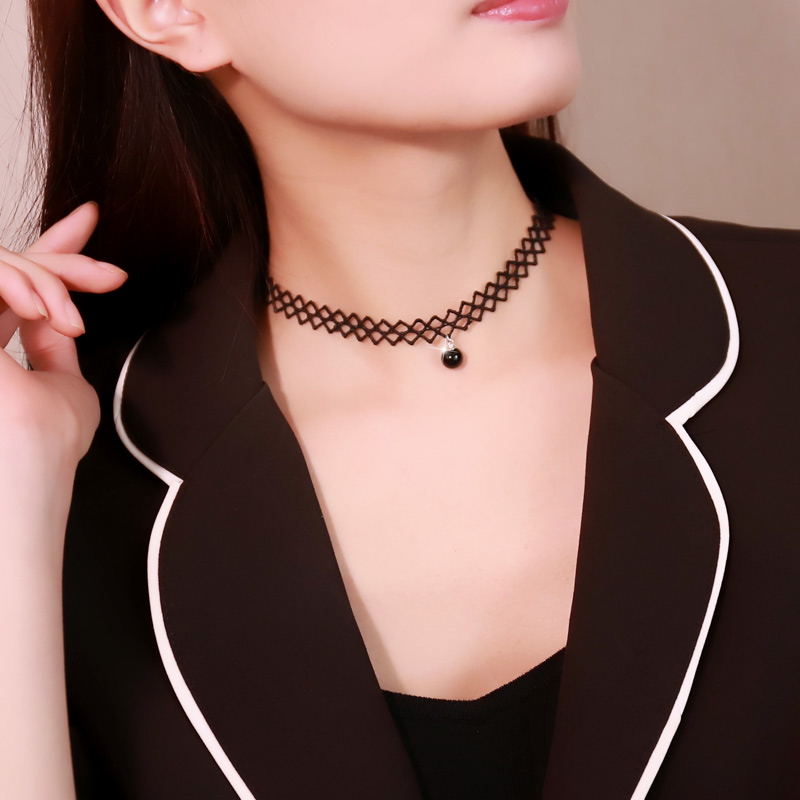 日韩版s925银原宿风项圈女锁骨链蕾丝颈链颈带脖子饰品choker项链