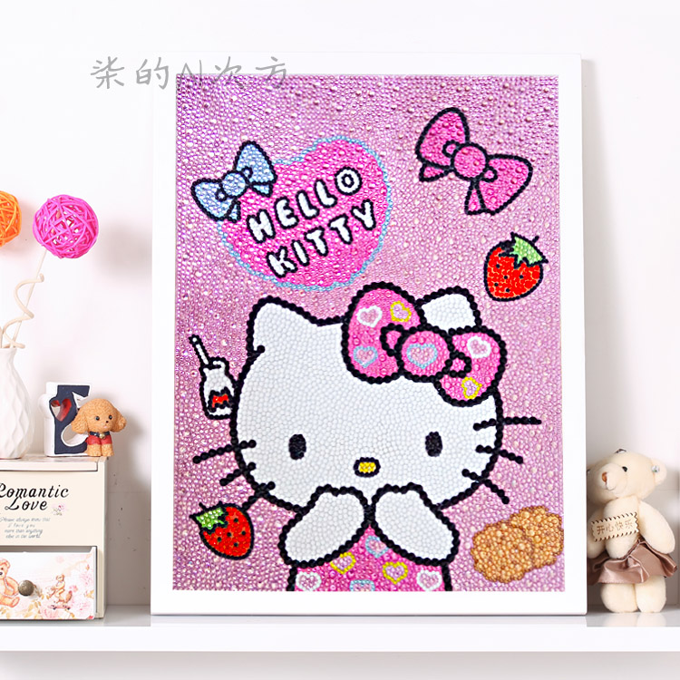 钻石画卡通凯蒂猫kt猫hellokitty客厅满钻儿童钻石绣十字绣粘贴画