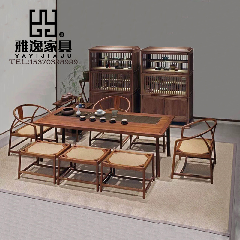 新中式茶桌现代中式茶桌椅组合简约古典茶桌茶椅茶凳茶楼茶室茶桌