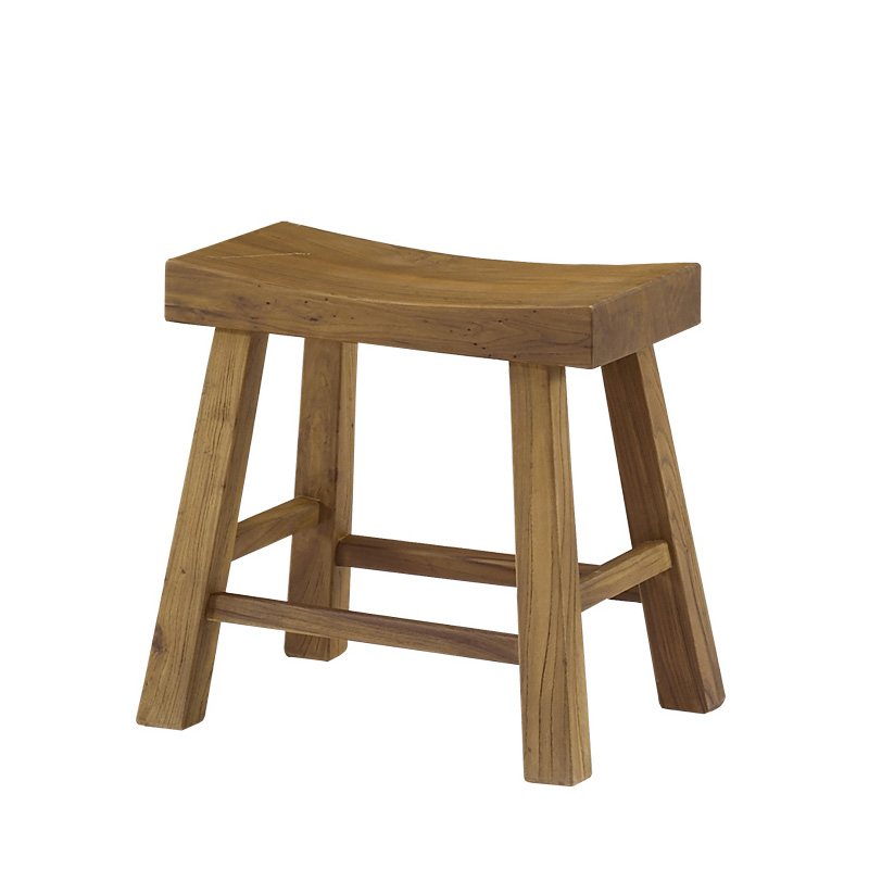 老榆木矮凳子木实木板凳简约韩式榫卯结构仿古餐凳弯面休闲大方凳