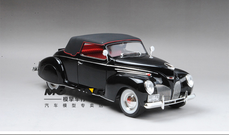 1939年林肯zephyr车模 西格耐1:18 lincoln 经典老爷车合金模型黑