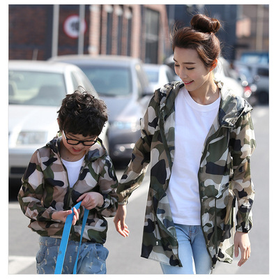 新款迷彩亲子装儿童防晒衣沙滩防紫外线防晒服