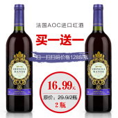 正品 葡萄酒 干红约会送礼双支装 法国波尔多进口高档红酒 盛纳古堡