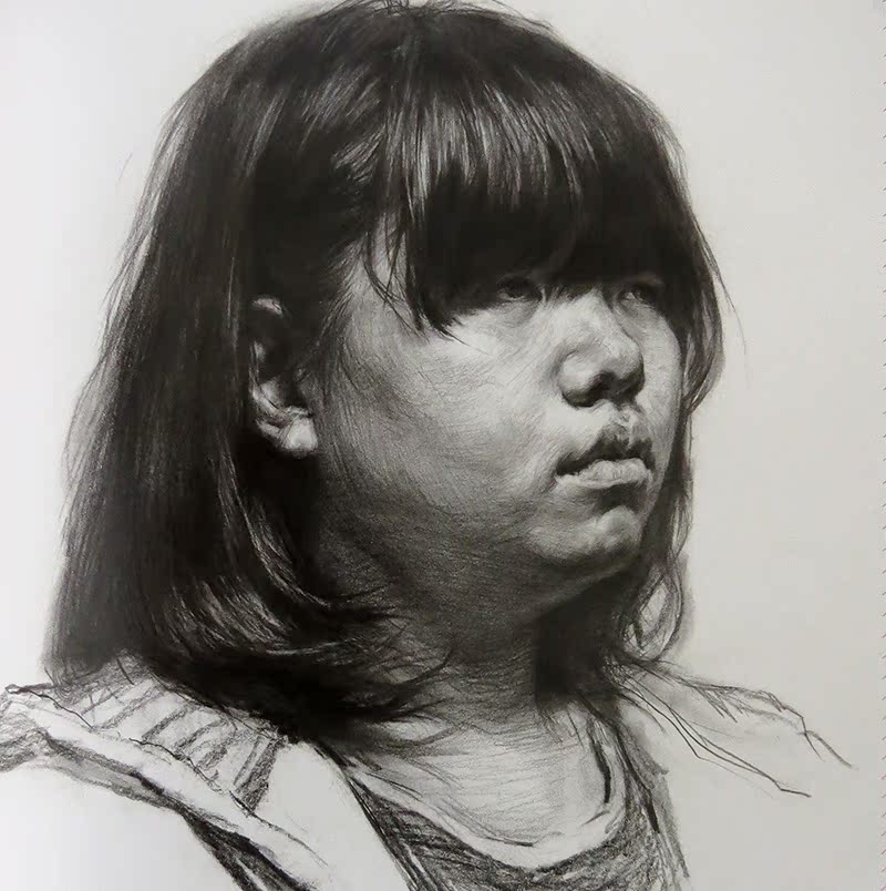 讲究 刘琦头像联考校考双杀 人物素描头像 结构素描 照片对应范画 应