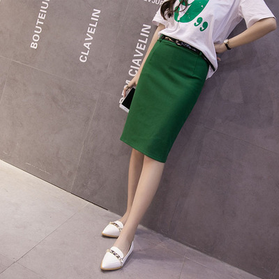 韩范时尚夏季新款薄针织两侧开叉包臀修身高腰