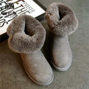 羊皮毛一体中筒雪地靴