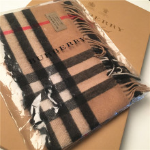 【全球识货】Burberry博百利 经典格纹纯羊绒围巾 驼色168 x 30cm