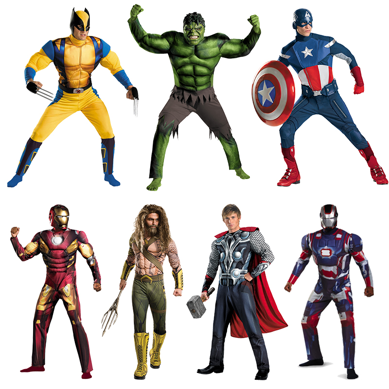 万圣节成人钢铁侠超人肌肉服装cosplay复仇者联盟美国队长衣服饰