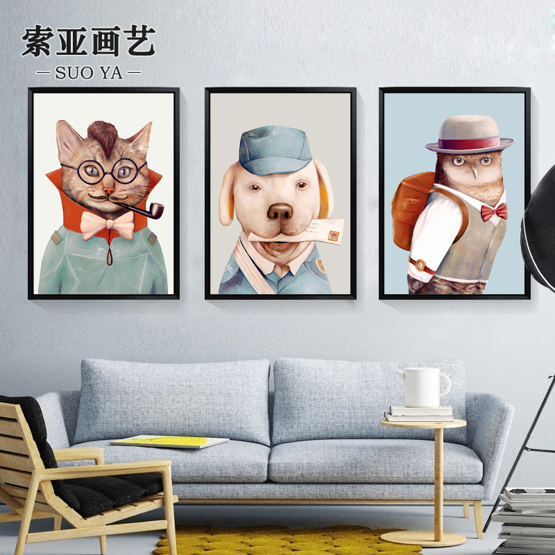 宠物明星装饰画创意酒吧咖啡馆猫狗动物挂画客厅玄关走廊墙画壁画